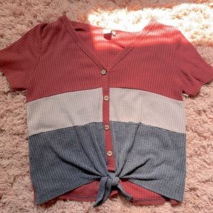 Red, white and blue top